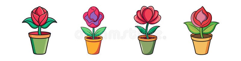 Cartoon Rose in the Pot Ilustracja royalty ilustracja