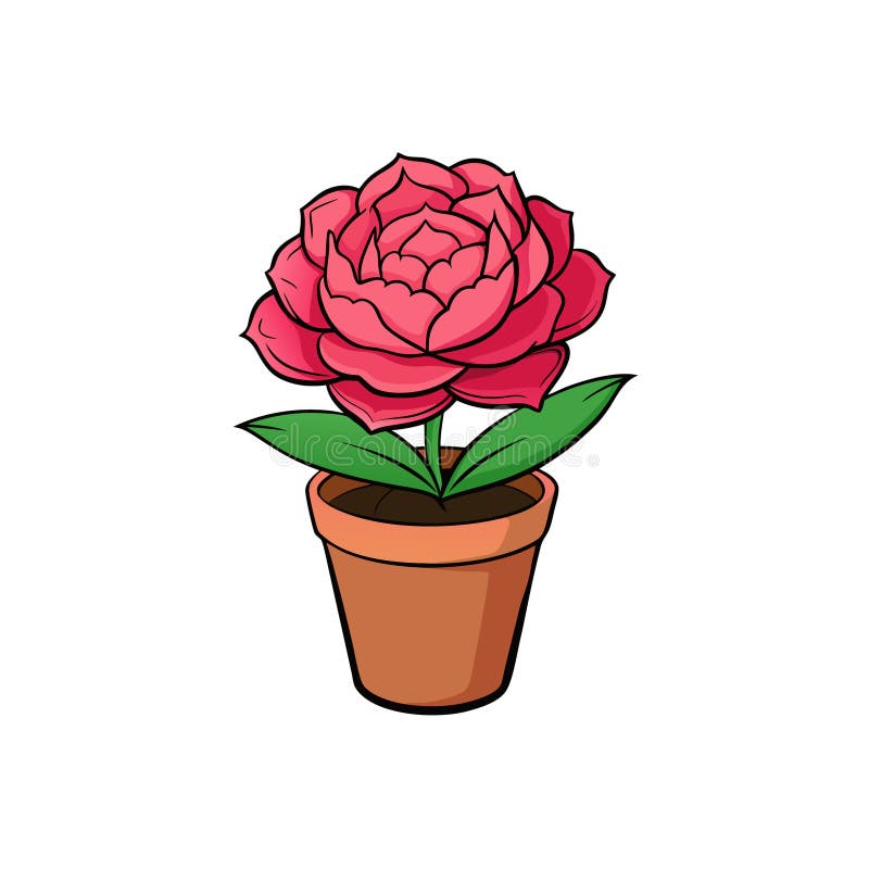 Cartoon rose in pot żywe kolory wektorowa ilustracja ilustracja wektor