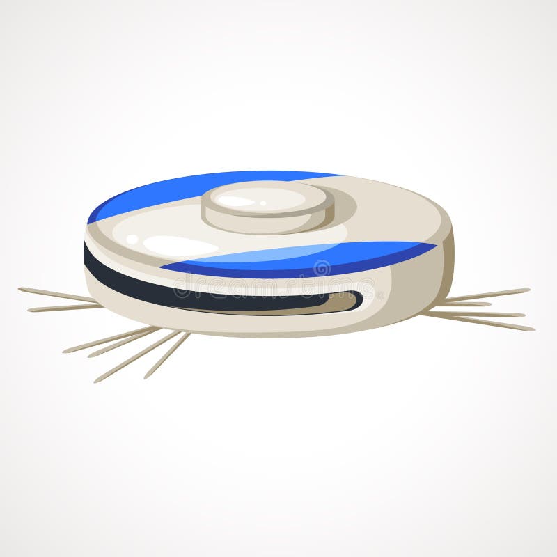 Cartoon Round Robot Vacuum Cleaner. Vector Illustration Stock Vector