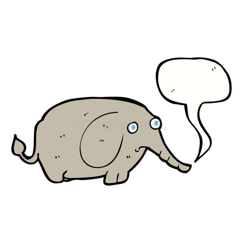 cartoon sad little elephant with speech bubble