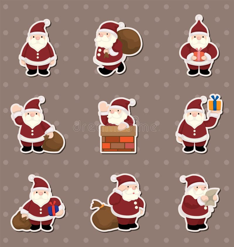 Cartoon santa claus Christmas stickers