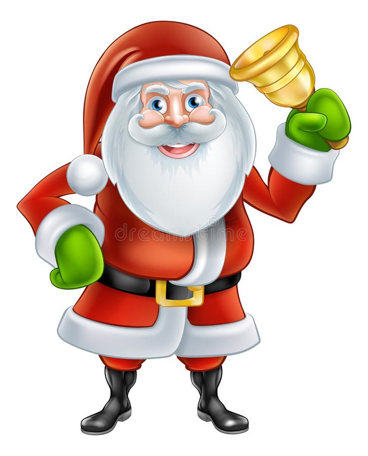Cartoon Santa Ringing Bell stock vector. Illustration of cheerful - 47204321