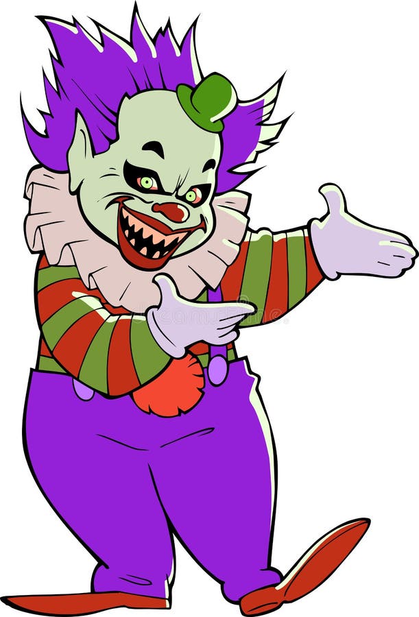 Cartoon scary evil clown stock vector. Illustration of monster - 46460835