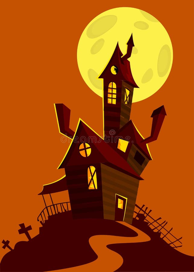 Cartoon Scary Haunted House. Halloween Vector Illustration Stock Vector ...