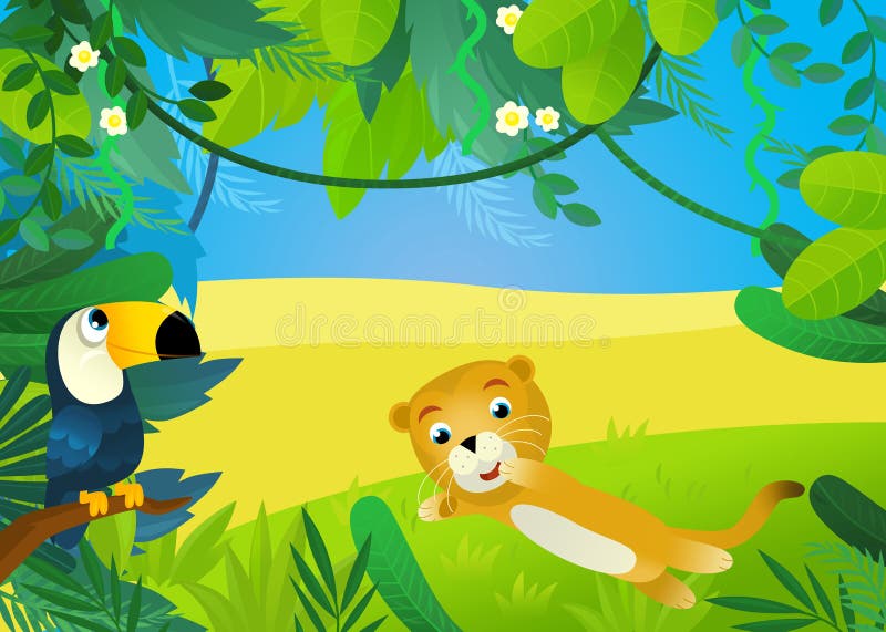 Cartoon Scene with Jungle Animals Illustration Stock Illustration -  Illustration of beautiful, character: 247710518