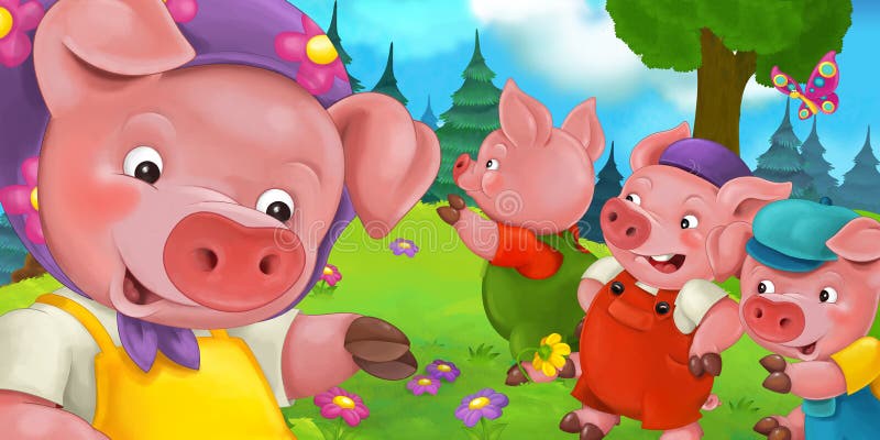 Cartoon Scene with Mother Pig and Kids Stock Illustration - Illustration of house, childhood: 82243265 Cartoon Scene with Mother Pig and Kids Stock Illustration - Illustration of house, childhood: 82243265