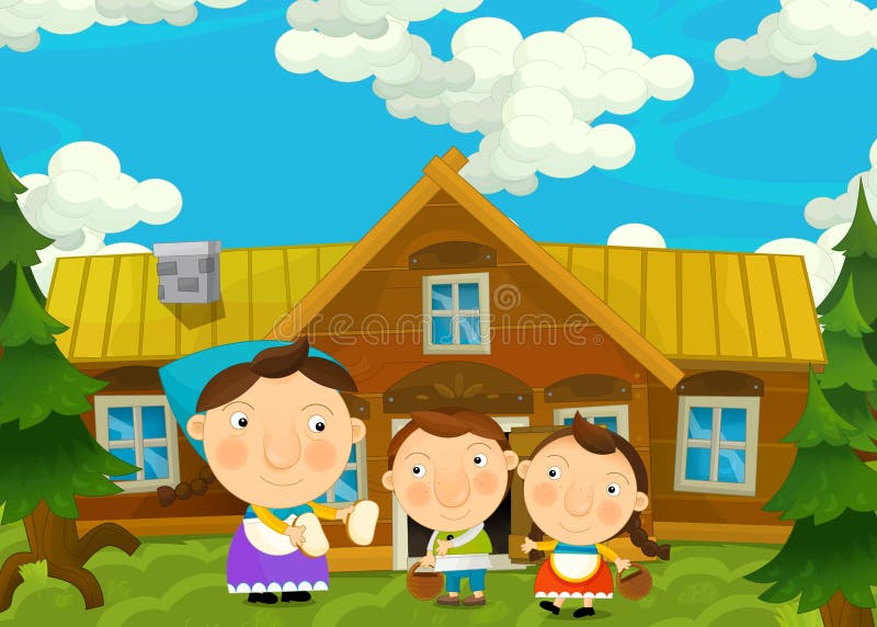 Cartoon Scene with Pair of Kids in the Grandma S House Stock Illustration -  Illustration of kawaii, adventure: 76862406