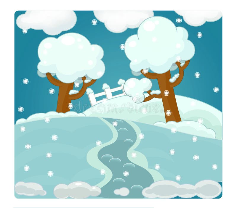 Cartoon scene with weather - winter - snowy royalty free illustration.