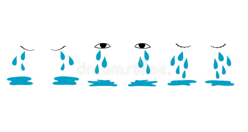 Cartoon tear drops and puddles set. Sorrow weeping cry streams, tear blob or sweat drop. eyes tears or rain droplets hand drawn style isolated background. Cartoon tear drops and puddles set. Sorrow weeping cry streams, tear blob or sweat drop. eyes tears or rain droplets hand drawn style isolated background