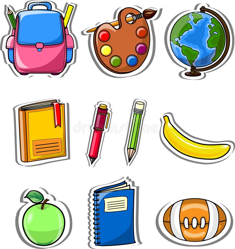 Set of School Funny Office Supplies Characters. School Writing Stationery.  Stock Vector - Illustration of design, learning: 100653051