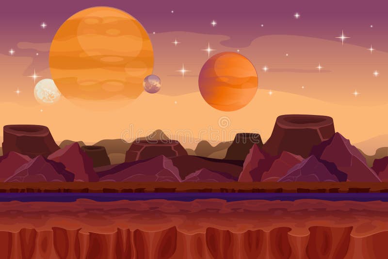 Cartoon sci-fi game vector seamless background vector illustration