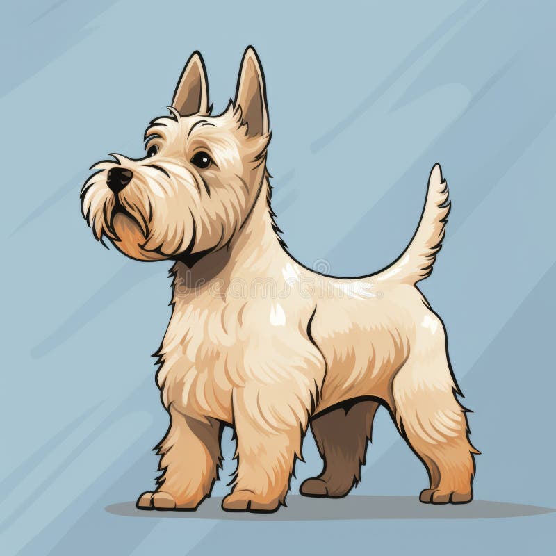 Cartoon Scottish Terrier Illustration With Distinct Markings