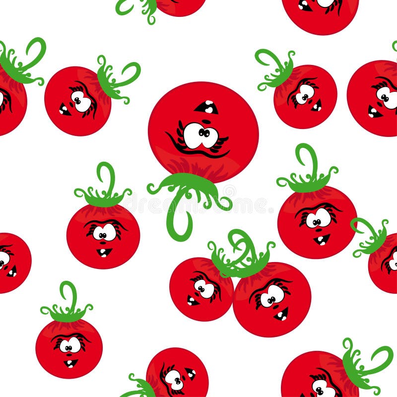 Cartoon seamless with animated tomato