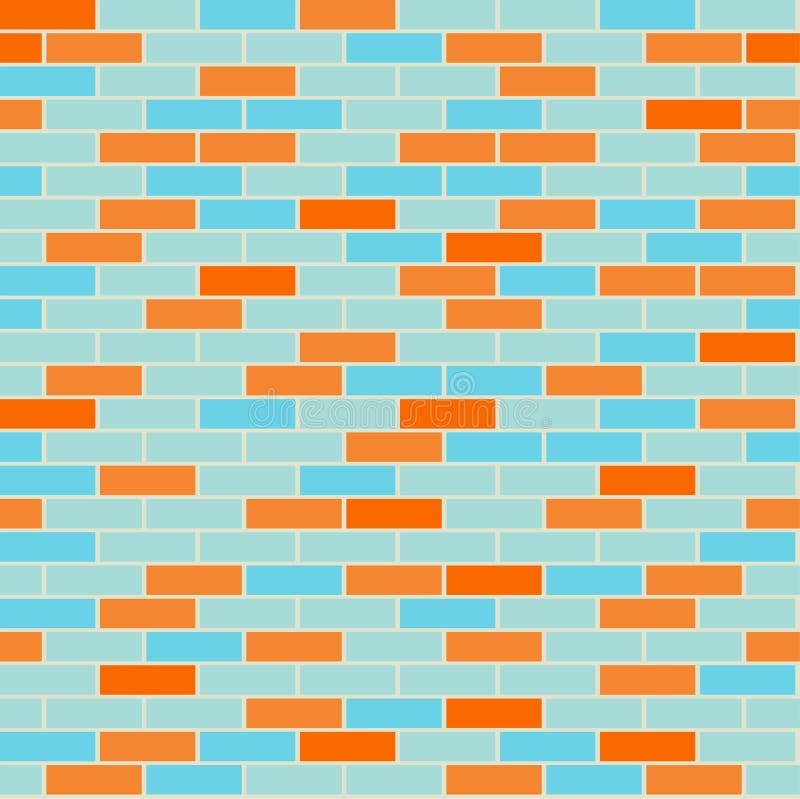 Cartoon Seamless Coloful Flat Brick Wall Texture. Stock Vector
