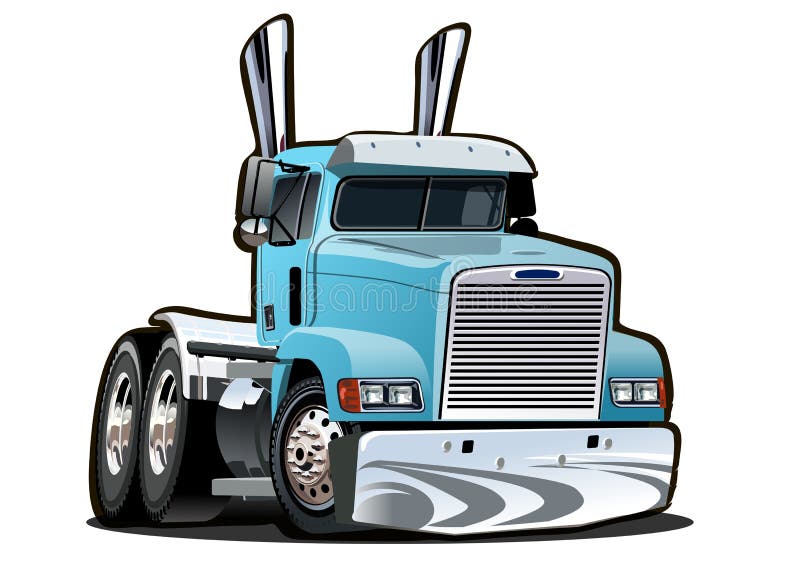 Cartoon semi truck isolated on white background