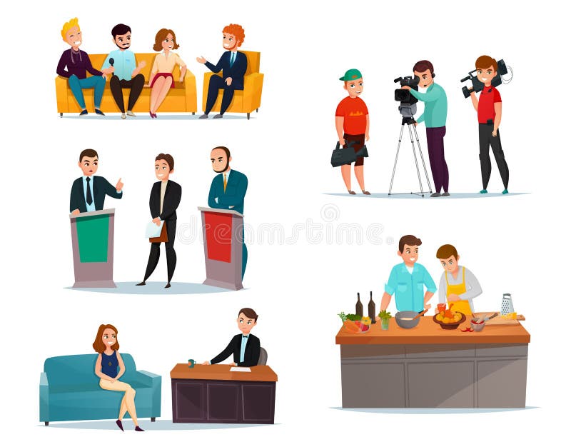 Talk Show Participants Set stock illustration
