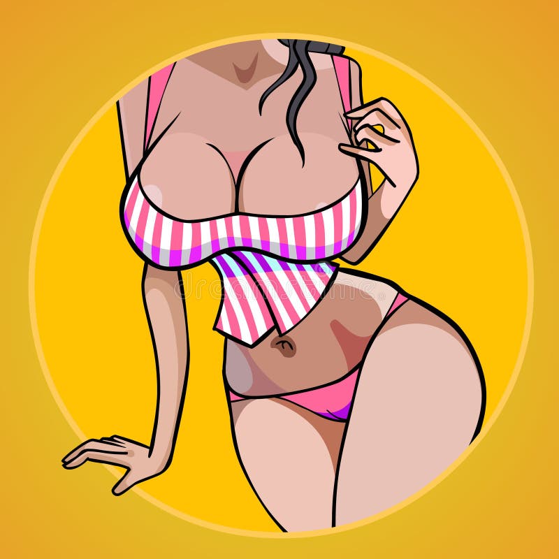 Cartoon woman with lush forms without a face stock illustration