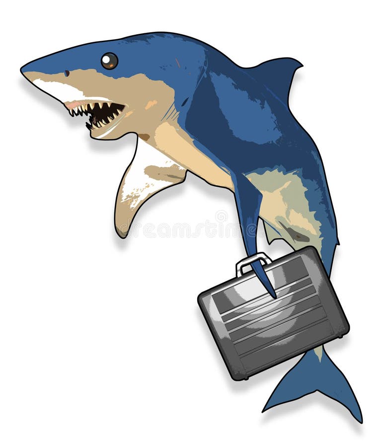 Cartoon shark with briefcase