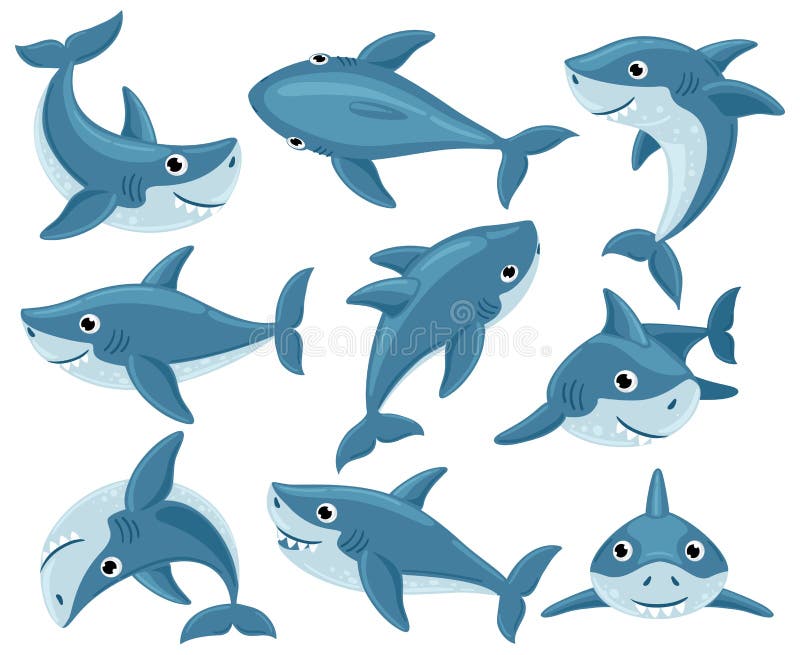 Cartoon Sea Animals. Cute Ocean Fish, Octopus, Shark and Turtle ...