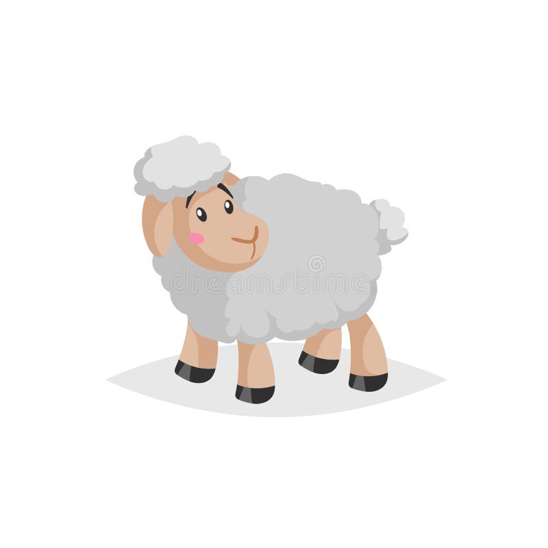 Cartoon sheep looking around. Wooly cute farm animal stay. Vector trendy design illustration vector illustration
