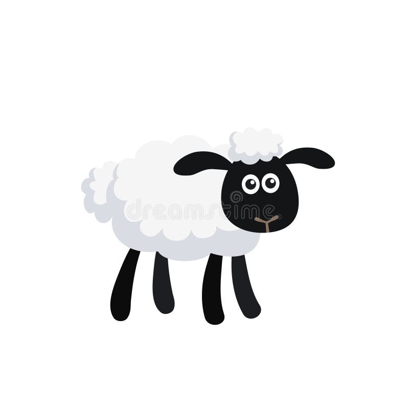 Cartoon Sheep Standing Isolated on White Background Stock Vector -  Illustration of graphic, field: 138443646