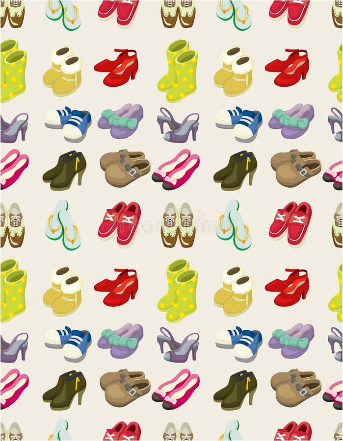 Cartoon Shoes Set Seamless Pattern Stock Vector Illustration of