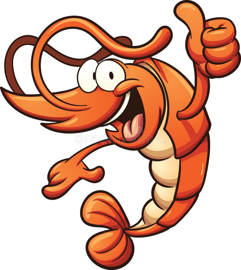 Cartoon shrimp stock vector. Illustration of happy, thumbs - 69115140