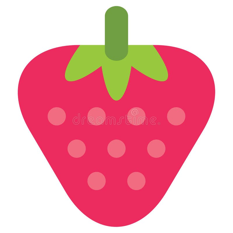 Cartoon simple juicy pink strawberry isolated in white ba