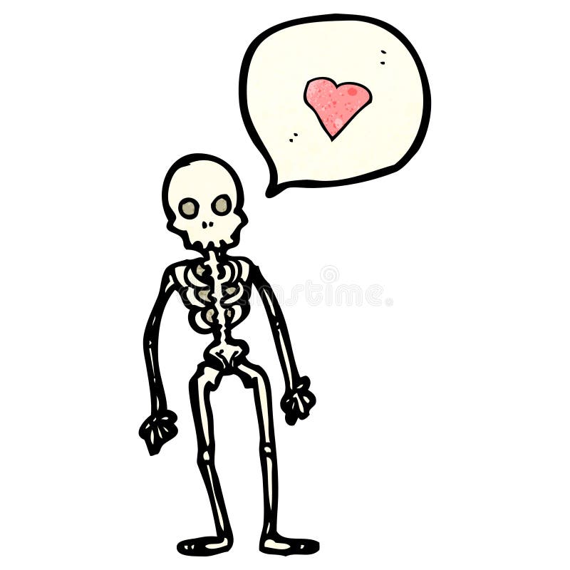 cartoon skeleton with love heart