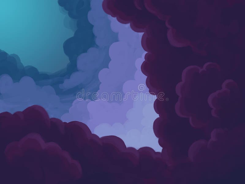 Cartoon sketch purple dark clouds - background. Cartoon sketch purple dark clouds - background