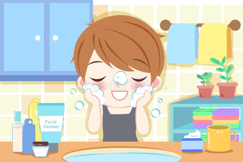 Man wash his face stock vector. Illustration of japan - 117385451 Man wash his face stock vector. Illustration of japan - 117385451