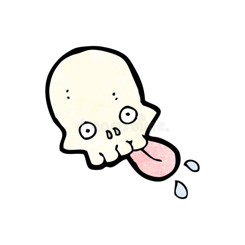 cartoon skull sticking out tongue