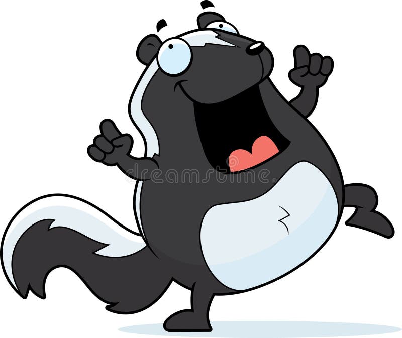 A happy cartoon skunk dancing and smiling. Smiling skunk vectors