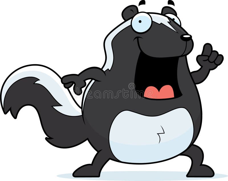 A happy cartoon skunk with an idea. Smiling skunk vectors
