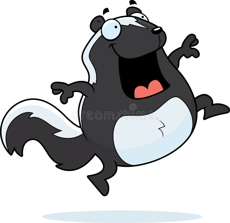 A happy cartoon skunk jumping and smiling. Smiling skunk vectors