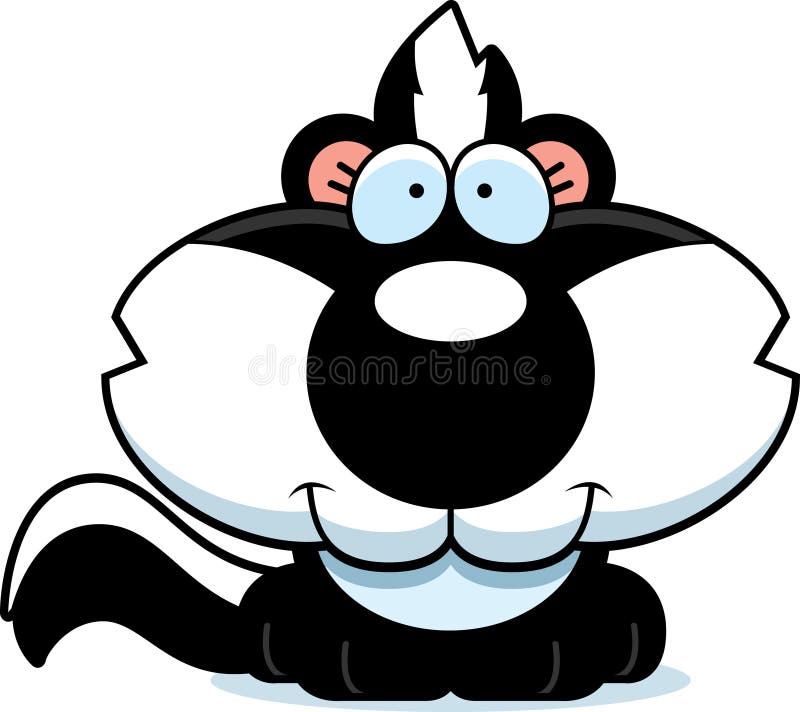 A cartoon illustration of a skunk happy and smiling. Smiling skunk vectors