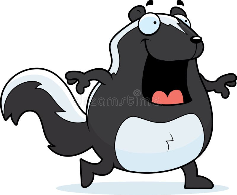 A happy cartoon skunk walking and smiling. Smiling skunk vectors