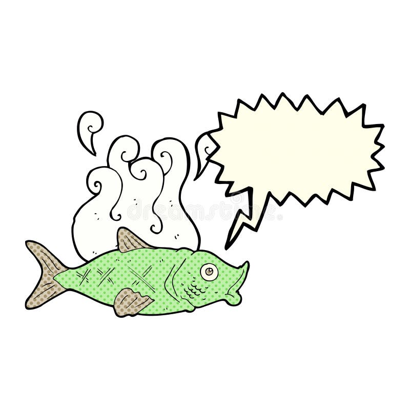 cartoon smelly fish with speech bubble