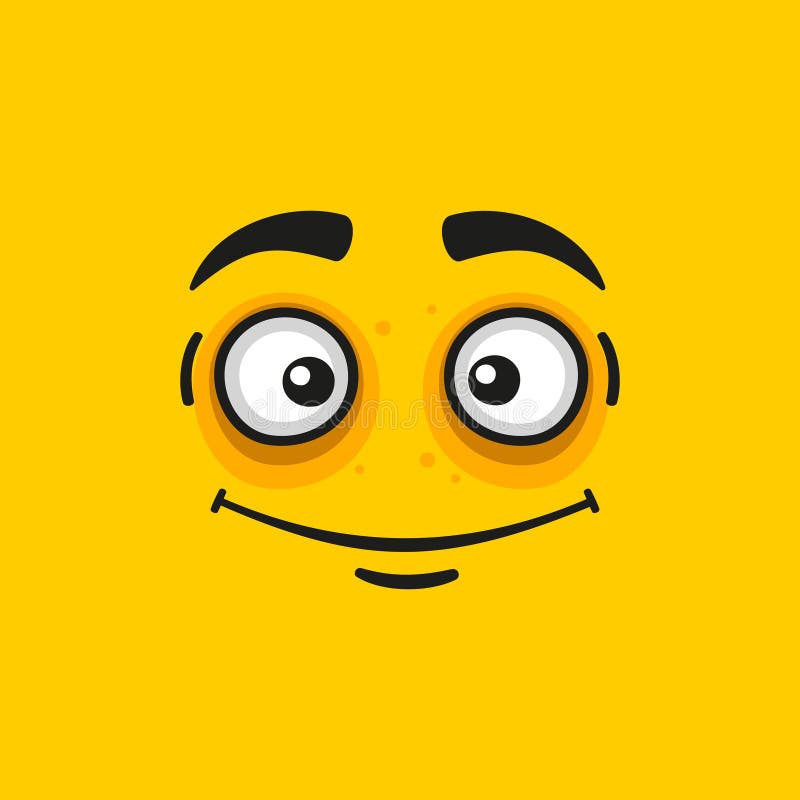 Cartoon Smile Face on Orange Background. Vector royalty free illustration