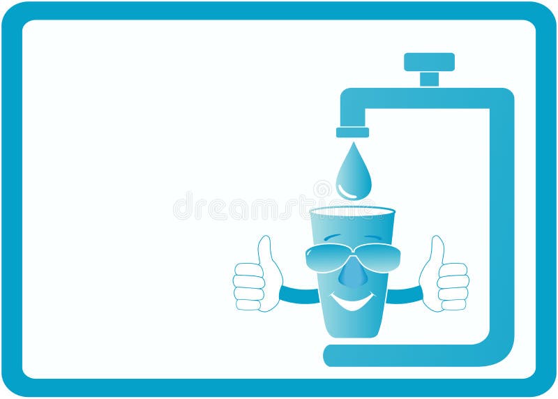 Cartoon smile glass and tap water royalty free illustration