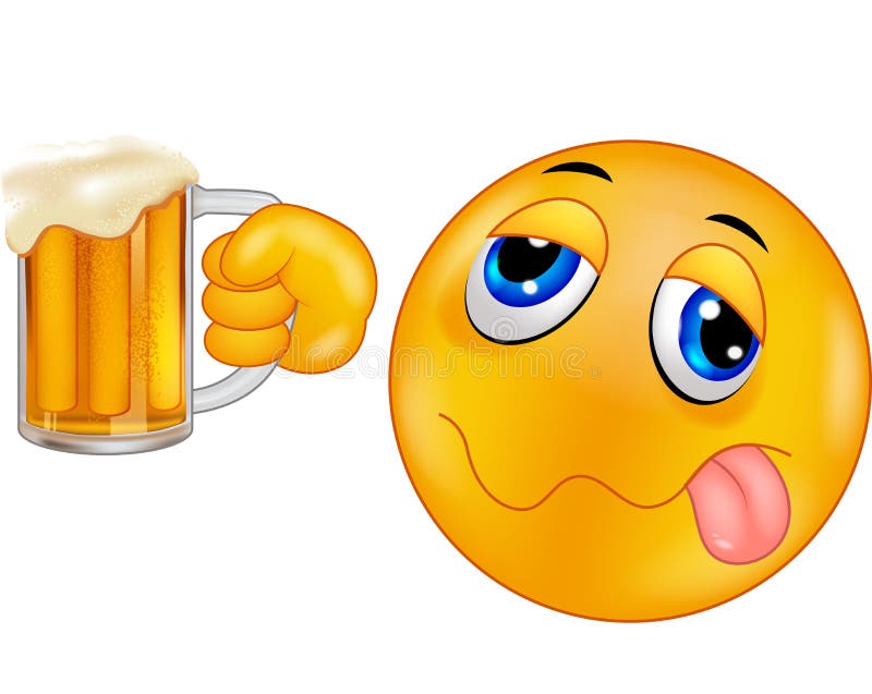 Cartoon Smiley Emoticon Holding Beer Stock Vector Illustration of