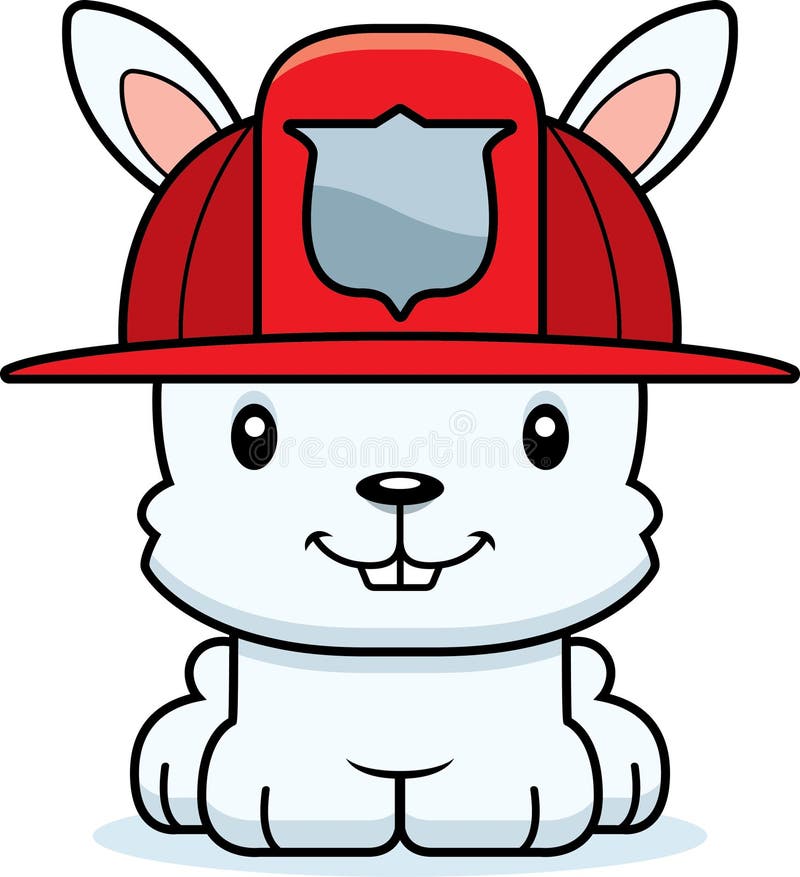 Cartoon Smiling Firefighter Bunny