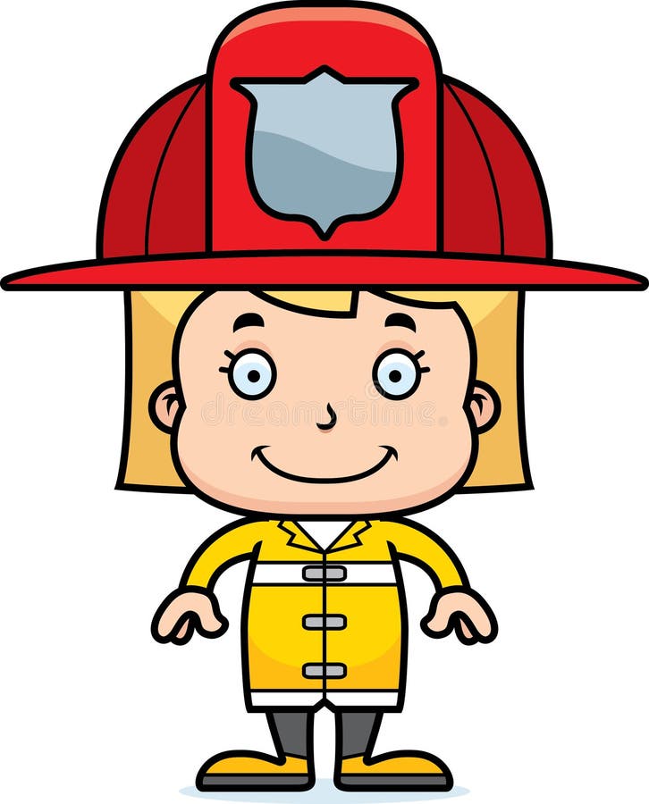 Cartoon Smiling Firefighter Girl royalty free illustration