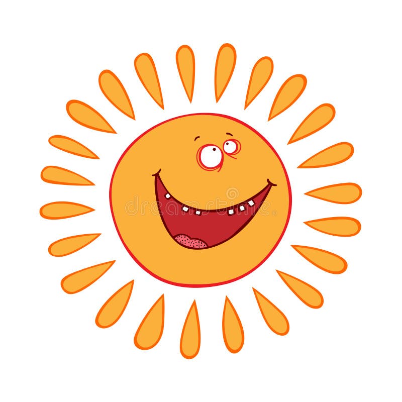 Cartoon Smiling Sun Cute Vector Sun Character Stock Illustration