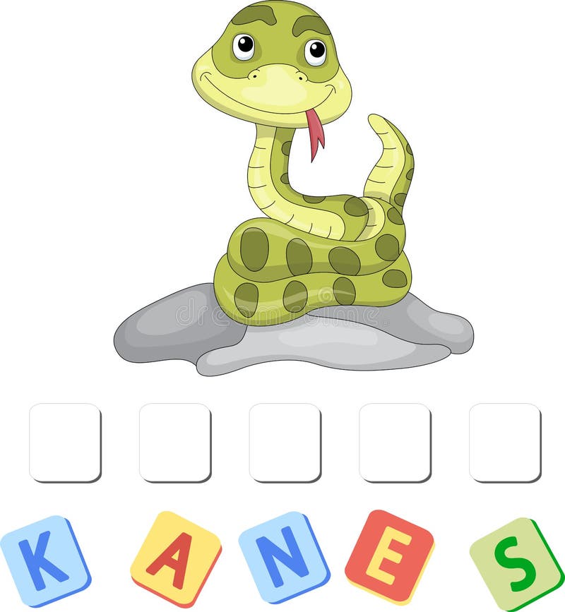 Cartoon Snake Crossword. Order the Letters Stock Vector Illustration