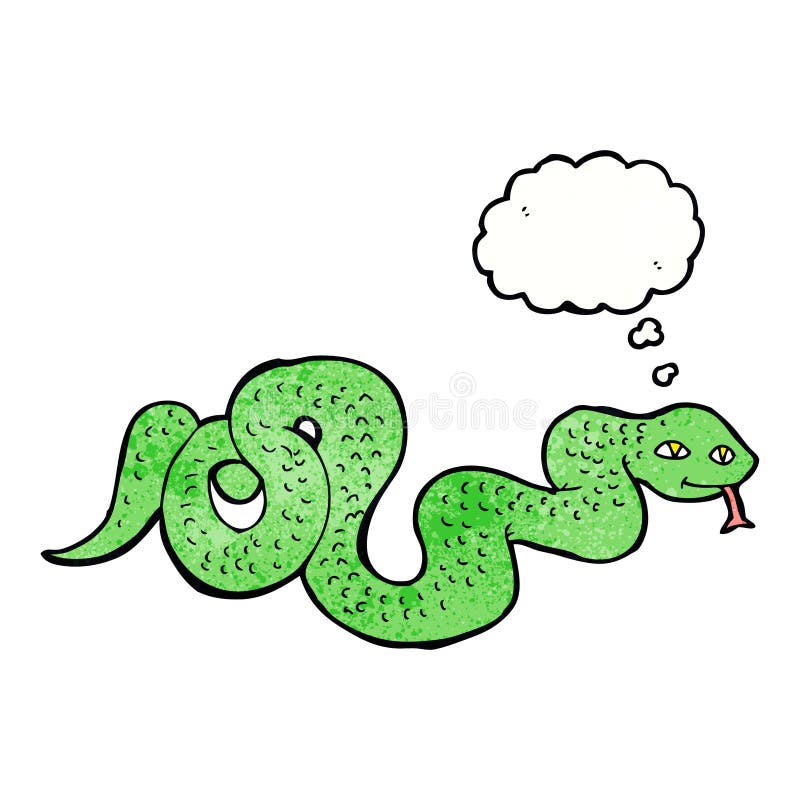 cartoon snake with thought bubble