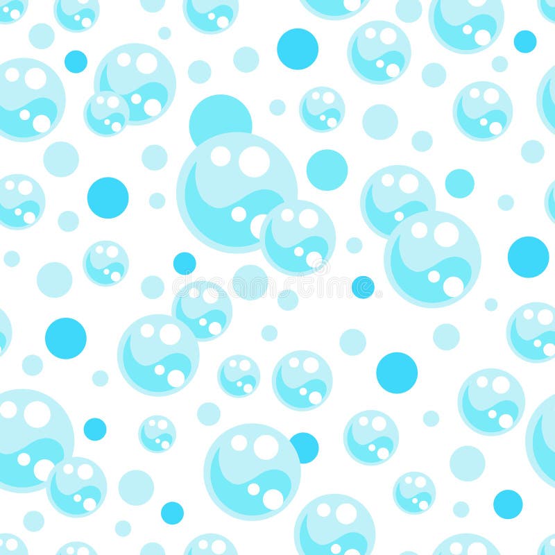 Cartoon Soap Foam Set with Bubbles. Light Blue Suds of Bath, Shampoo ...