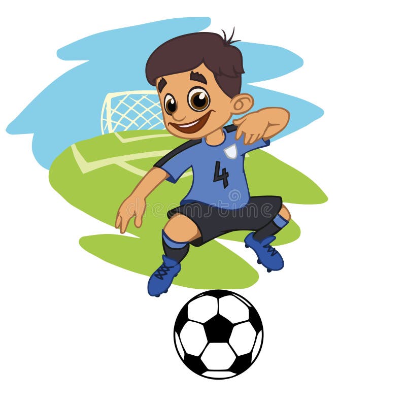A Cartoon Soccer Player is Playing Ball in a Stadium in Uniform Stock  Vector - Illustration of competition, background: 131665377