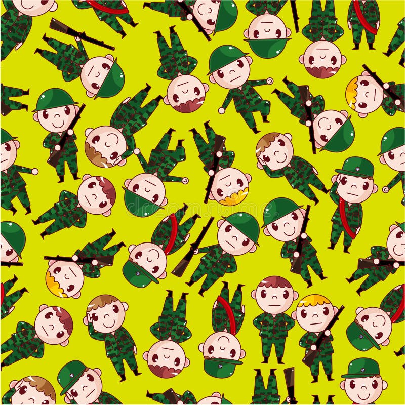 Cartoon Soldier seamless pattern