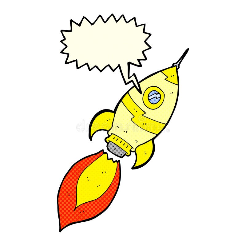 cartoon spaceship with speech bubble